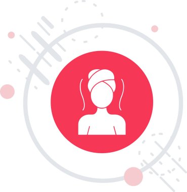 Beyaz arka planda izole edilmiş bir kadın ikonu olan çizgi insan kafası. Renkli taslak konsepti. vektör.