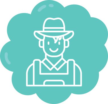 Çiftçi şapkası simgesi, vektör illüstrasyonu