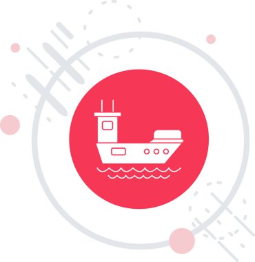 Beyaz balıkçı teknesi simgesi beyaz arka planda izole edildi. Rastgele noktalar çiz. vektör illüstrasyonu