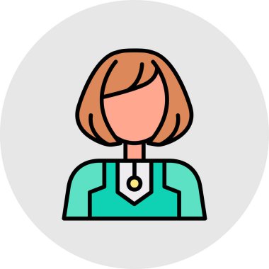 Kadın avatar simgesi, vektör illüstrasyonu