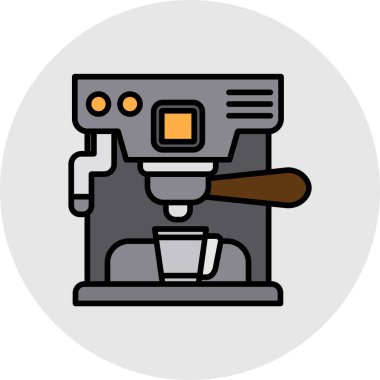 Kahve makinesi ikonu. Ana hatlı vektör çizimi. makine simgeleri.