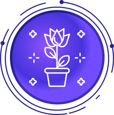 Çömlek simgesindeki Çizgi Tesisi beyaz arkaplanda izole edildi. Tencerede yetişen bir bitki. Saksı bitkisi işareti. Renkli taslak konsepti. Vektör