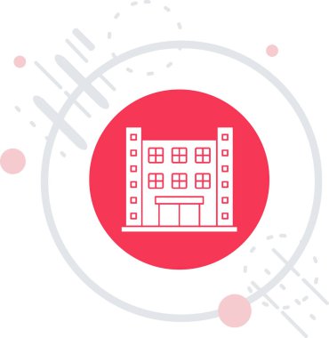 Beyaz arkaplanda ofis binası simgesi izole edildi. Renkli taslak konsepti. vektör.