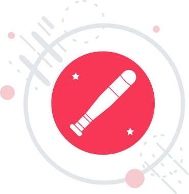 Beyaz arka planda beyaz çizgi kurşun ikonu izole edildi. Kırmızı daire düğmesi. vektör illüstrasyonu