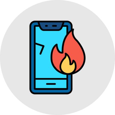 ateş cep telefonu vektör simgesi modern dış hat vektörü