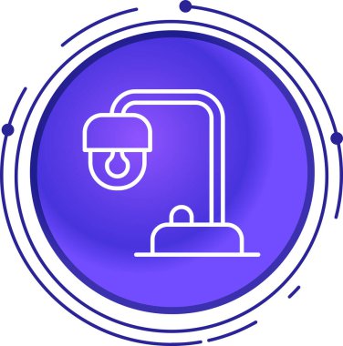 Siyah çizgi akıllı ev simgesi beyaz arkaplanda izole edildi. Uzaktan kumanda. Mavi daire rastgele şekiller. vektör.