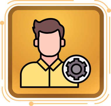 Elinde ikon olan bir adam. vektör illüstrasyonu