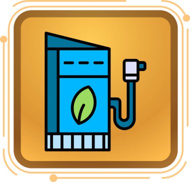 Yakıt istasyonu simgesi renk üzerine vektör biçimi