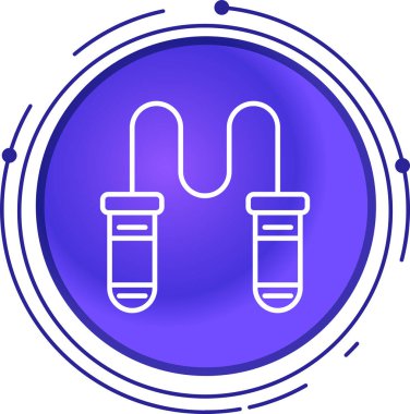 Beyaz arka planda çizgi test tüpü ve kimyasal laboratuvar ikonu izole edildi. Laboratuvar analizi. Camdan yapılma. Renkli taslak konsepti. vektör.