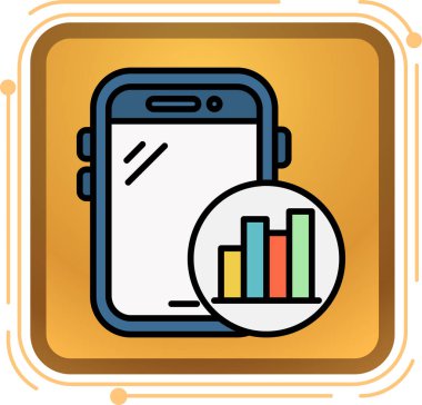 Pasta grafiği simgesi olan akıllı telefon, vektör illüstrasyonu