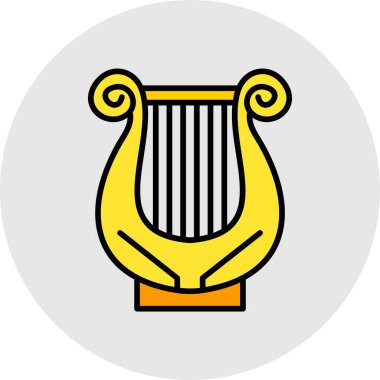 Antik Yunan sütun simgesi renk ana hatları vektörü