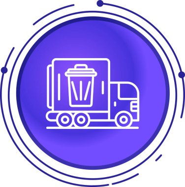 Beyaz çizgi çöp kutusu simgesi beyaz arkaplan üzerinde mavi arkaplan. İmzala. Geri dönüşüm sepeti simgesi. Ofis çöpü ikonu. mor daire agon düğmesi. vektör