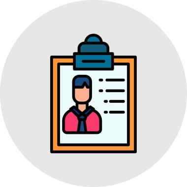 Kimlik kartı simgesi renk ana hatları vektörü