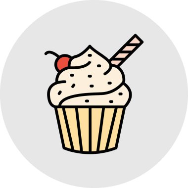 cupcake simgesi, vektör illüstrasyonu, tasarım konsepti