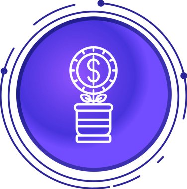 Beyaz arka planda mavi çizgi dolar sembolü ve para simgesi izole edildi. Para para konsepti. Dolar nakit sembolü. Yatırım parası. Mavi daire düğmesi. vektör