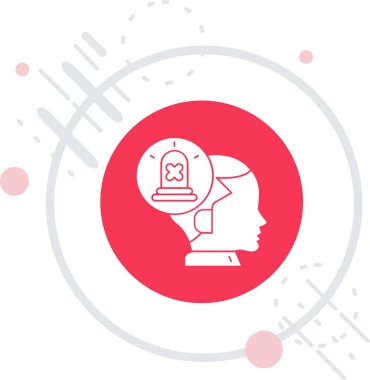 Beyaz arka planda izole edilmiş beyin ikonu olan çizgi insan kafası. Renkli taslak konsepti. vektör