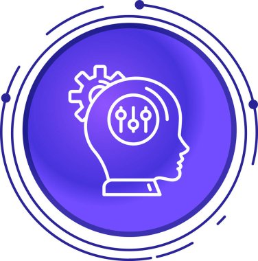 Beyaz arka planda izole edilmiş ikon içerisindeki teçhizatlı insan beyni. Beyin zekası, beyin düşünen beyin. Beynin beyin sembolü. Renkli özet kavramı.