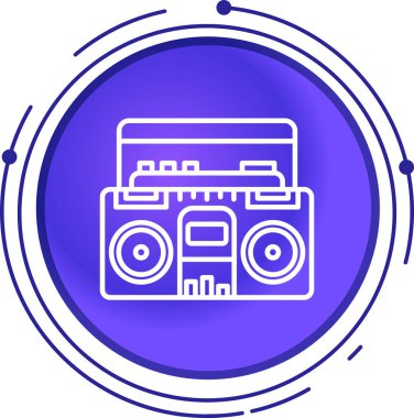 Mavi çizgi stereo sistem simgesi beyaz arkaplanda izole edildi. Sistem hoparlörleri. Müzik. Müzik hoparlörü bas ekipmanı. vektör illüstrasyonu