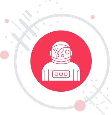 Kırmızı astronot simgesi beyaz arkaplanda izole edildi. vektör illüstrasyonu