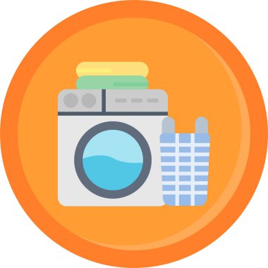 Çamaşır makinesi düz simgesi, vektör illüstrasyonu