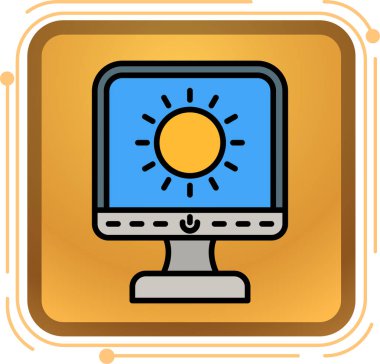 Bilgisayar ekranı. Web simgesi vektör illüstrasyonu