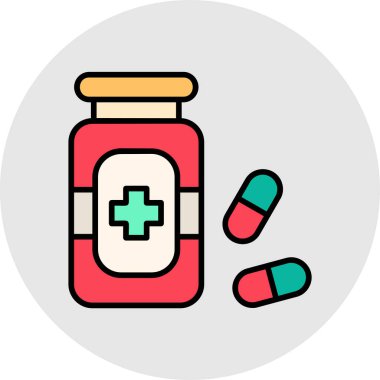 Eczane ve tıp düz ikonu, vektör, illüstrasyon