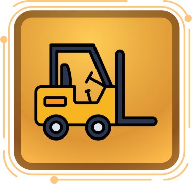 Herhangi bir tasarım için karikatür biçimi izole edilmiş vektör illüstrasyonunda inşaat kamyonu ve vinç simgesi