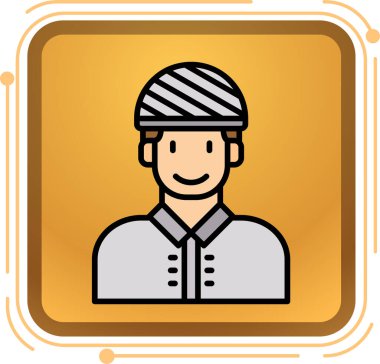 Resimli şapkalı adam.