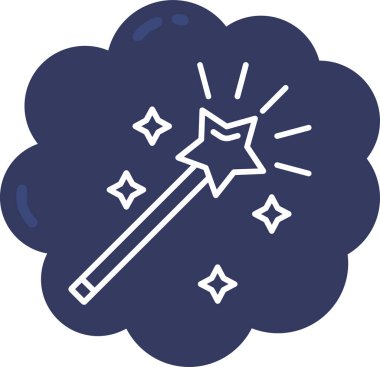 Sihirli değnek simgesinin vektör çizimi, düzenlenebilir vektör