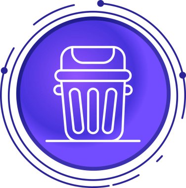 Beyaz arkaplanda mavi çöp kutusu simgesi izole edildi. Çöp kutusu tabelası. Geri dönüşüm sepeti simgesi. Ofis çöpü ikonu. vektör illüstrasyonu