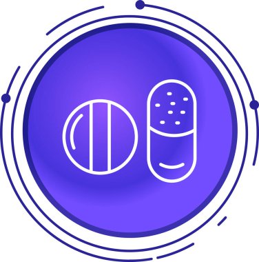 Beyaz arka planda izole edilmiş çizgi ilaç veya tablet ikonu. Kapsül hapı ve uyuşturucu işareti. Eczane eczanesi. Renkli taslak konsepti. vektör.