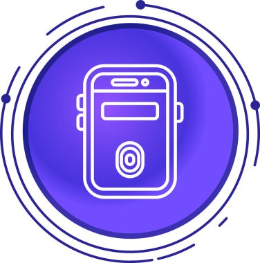 Beyaz arkaplanda cep telefonu simgesi olan mavi akıllı telefon. vektör illüstrasyonu