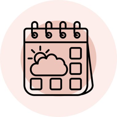 Bulut simgesi vektör illüstrasyon tasarımlı takvim