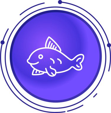 Line Fish simgesi beyaz arkaplanda izole edildi. Renkli taslak konsepti. Vektör