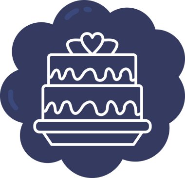 cupcake doğum günü düğün ikonu doldurulmuş ana hatlarıyla