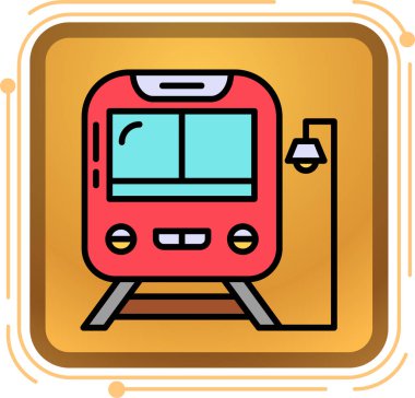 Metro treni ikonu. Web için metro vektör simgelerinin özet çizimi