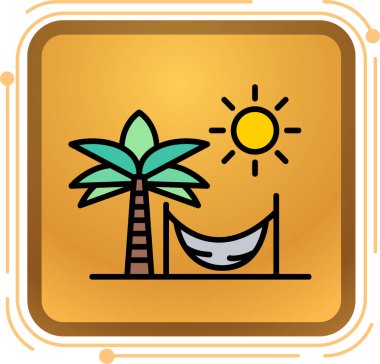 Siyah güneş ve güneş ikonu beyaz arkaplanda izole edilmiş. Sarı kare düğme. vektör illüstrasyonu