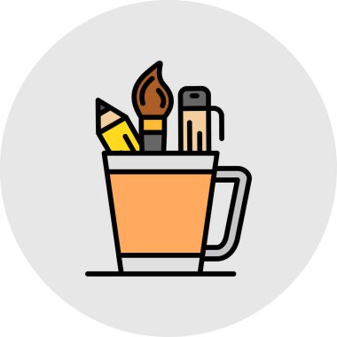 kalem vektörü düz renk simgesi