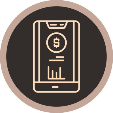 Dolar simgesi ve vektör illüstrasyonlu cep telefonu