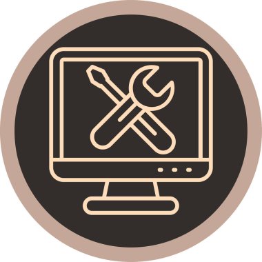 Modern bilgisayar tamir simgesinin vektör çizimi.