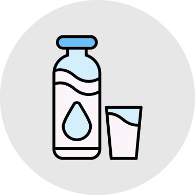 Cam ikonlu bir su şişesinin vektör çizimi