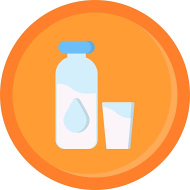 Bir şişe su ve bir bardak suyun vektör çizimi