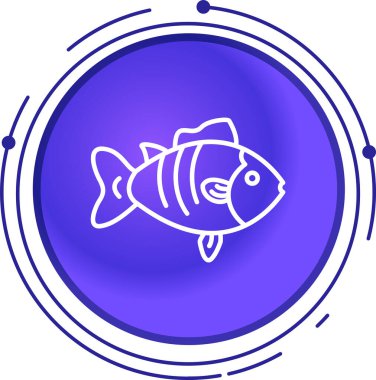 Line Fish simgesi beyaz arkaplanda izole edildi. Renkli taslak konsepti. Vektör.