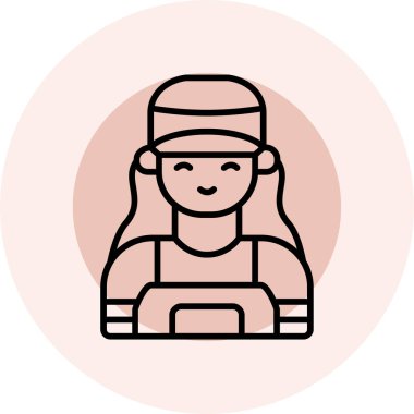 Sırt çantalı bir kadının vektör çizimi