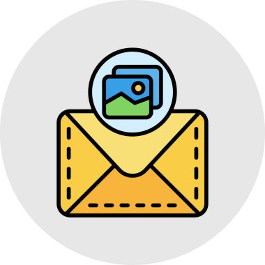 e- posta iletisi düz simgesi, iş, finans ve ofis, vektör, düz renkli çizgi simgesi