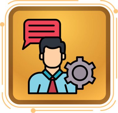 Beyaz arkaplanda izole edilmiş çizgi film tarzında müşteri servis simgesi. Müşteri simgesi