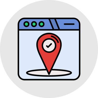 harita pin vektör renk çizgisi simgesi