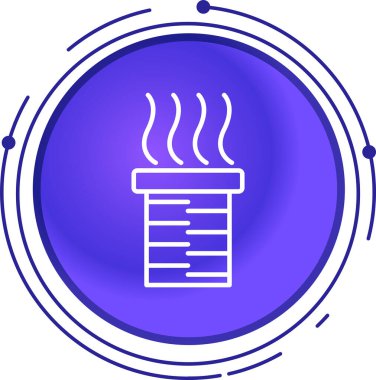 Ateş ikonundaki mavi çizgi yangını beyaz arka planda izole edildi. Mavi daire düğmesi. vektör illüstrasyonu