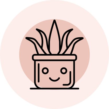 Tencerede kaktüs, vektör illüstrasyonu