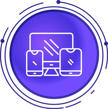 Siyah çizgi akıllı ev simgesi beyaz arkaplanda izole edildi. Uzaktan kumanda. Mavi daire düğmesi. vektör.